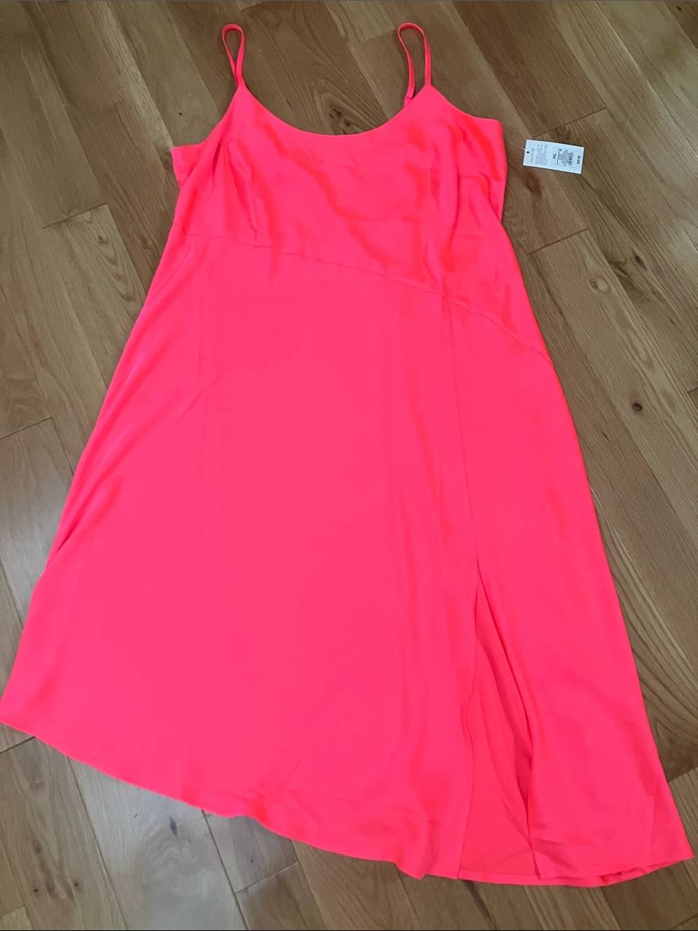 a new day Neon pink Slip Midi biascit Dress with Spaghetti Straps